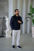 Suede Leather and Knit Fabric Lining Sheep Fur Men's Jacket
