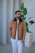Men's Cashmere Jacket with Rabbit Fur Details