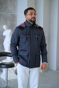 Men's Waterproof Hooded Jacket with Rabbit Fur Trim