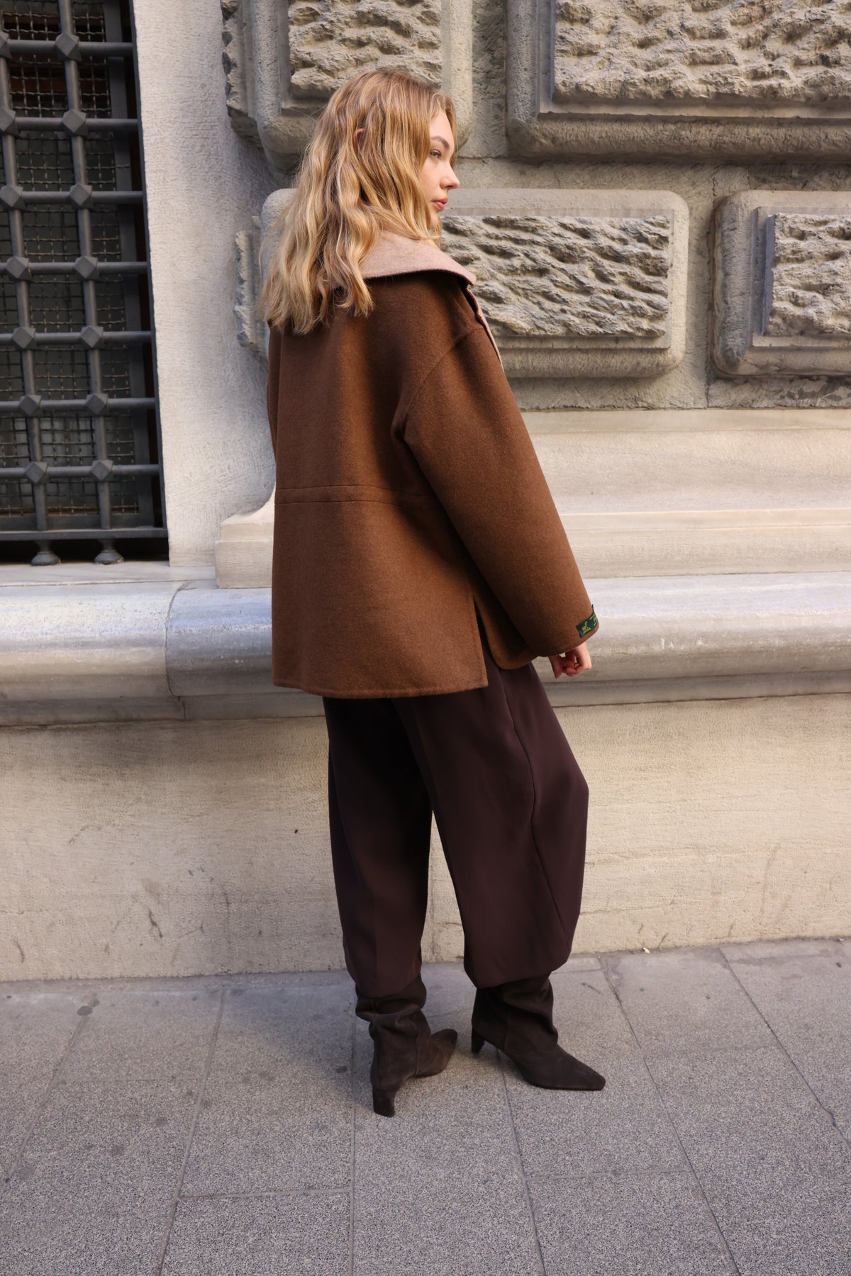 BEIGE BROWN ALPACA MINK FUR VEST JACKET -9478