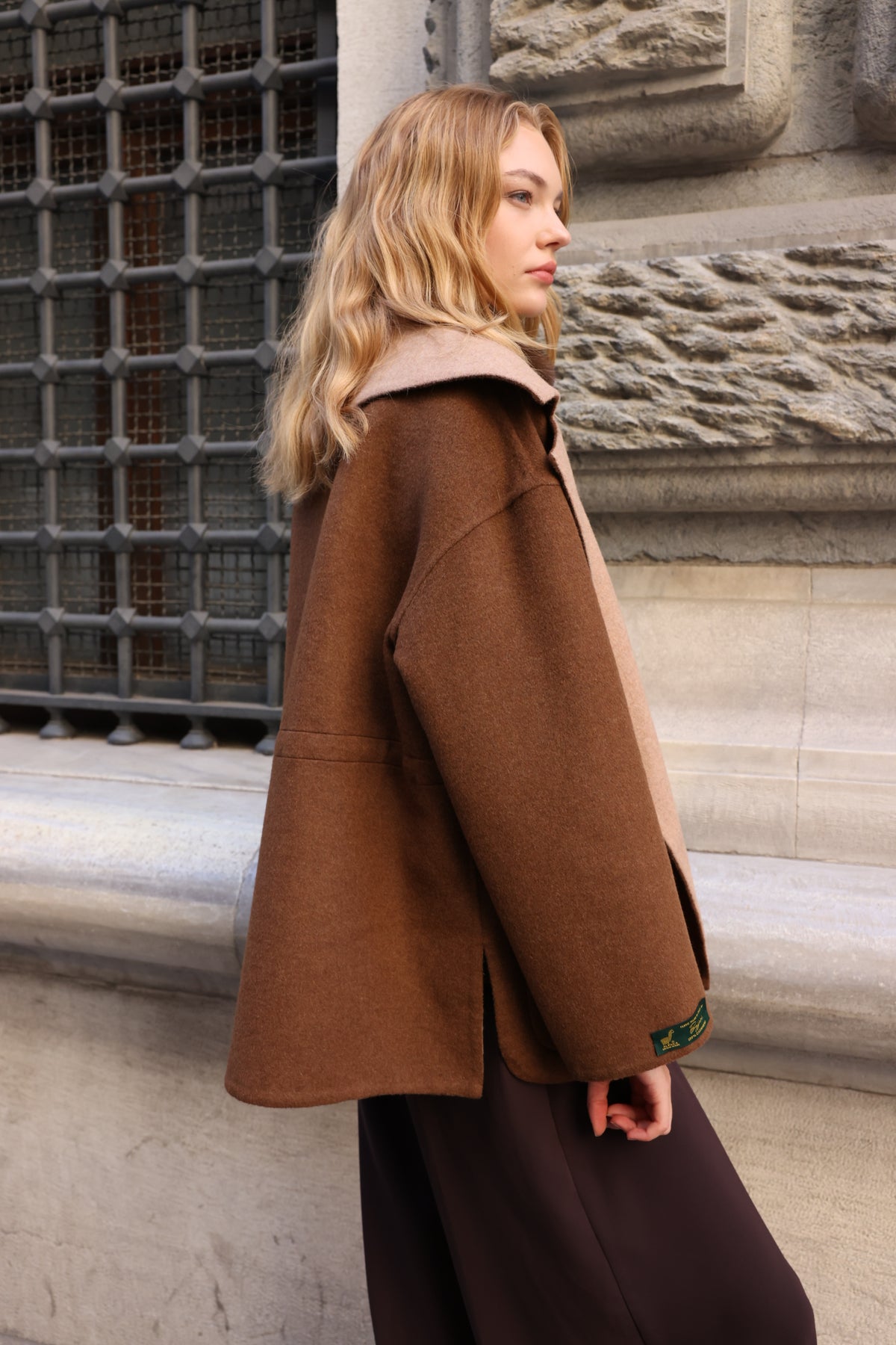 BEIGE BROWN ALPACA MINK FUR VEST JACKET -9478