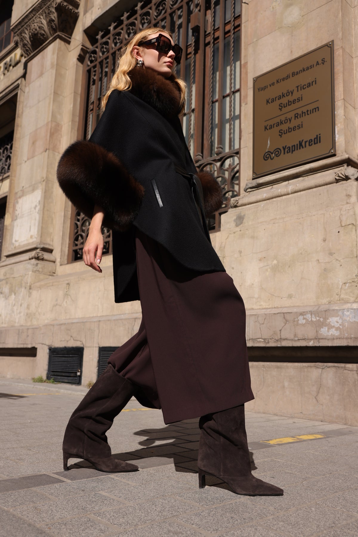 FOX TRIMMED CASHMERE COAT -1337
