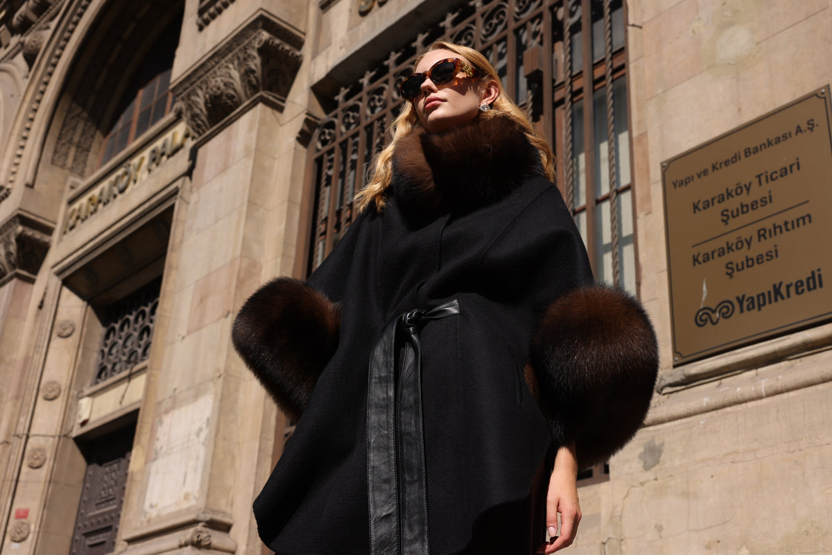 FOX TRIMMED CASHMERE COAT -1337