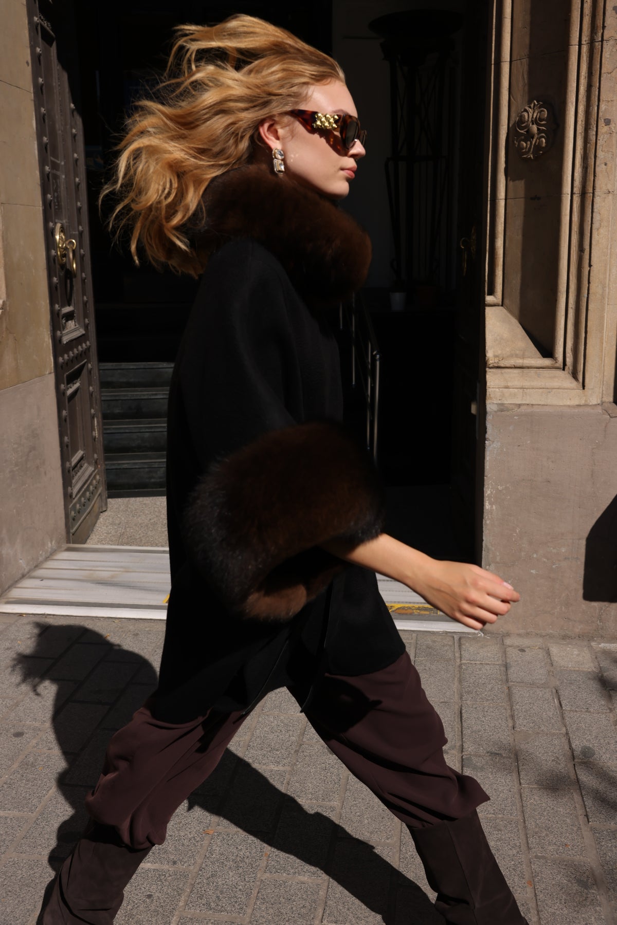 FOX TRIMMED CASHMERE COAT -1337