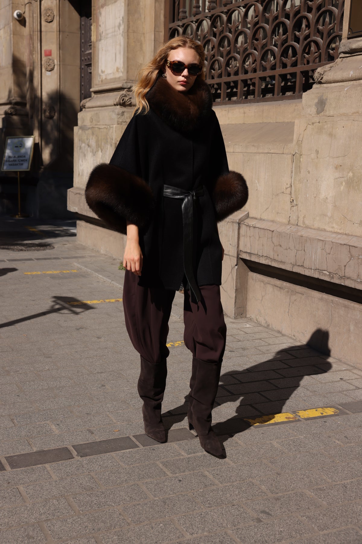 FOX TRIMMED CASHMERE COAT -1337