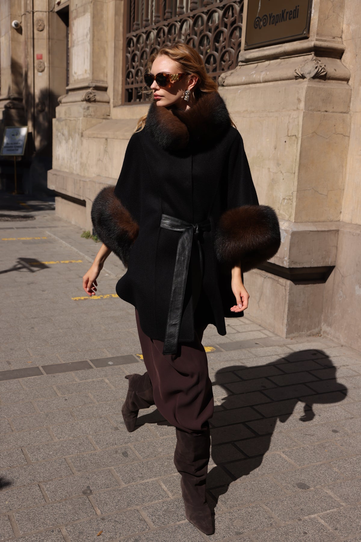 FOX TRIMMED CASHMERE COAT -1337
