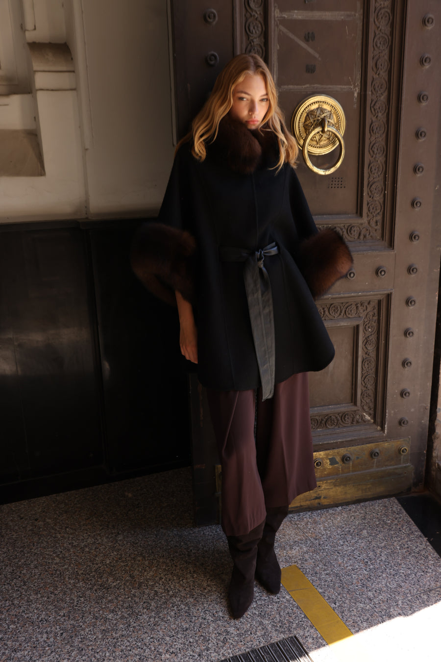 FOX TRIMMED CASHMERE COAT -9337