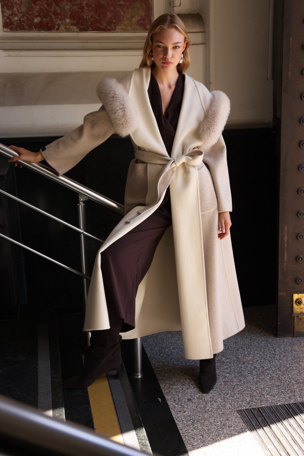 ALPACA FOX FUR COAT -9022