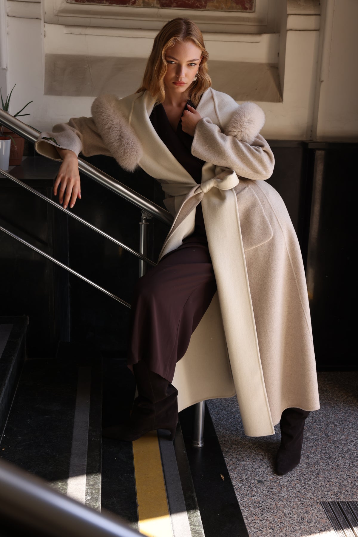 ALPACA FOX FUR COAT -9022