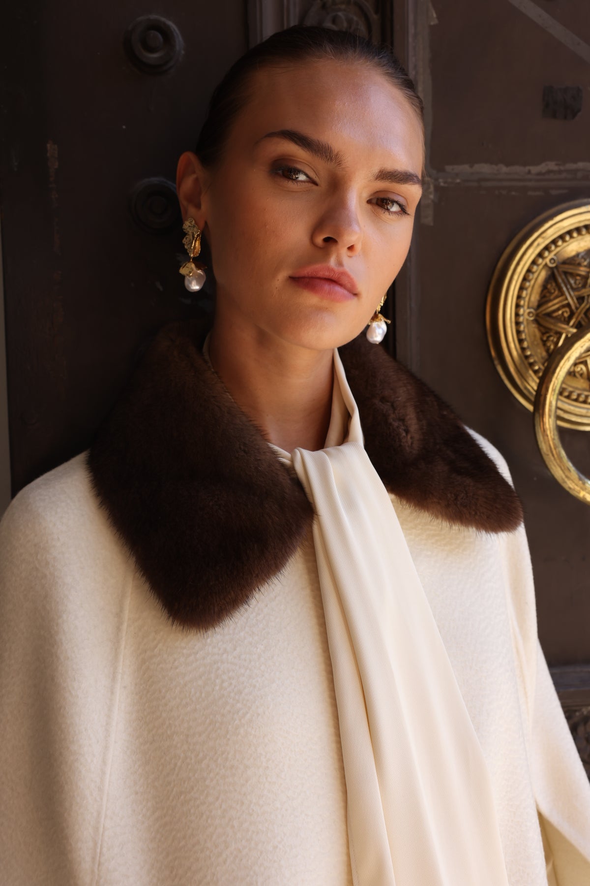 WHITE EMBROIDERED ALPACA MINK FUR JACKET -9688