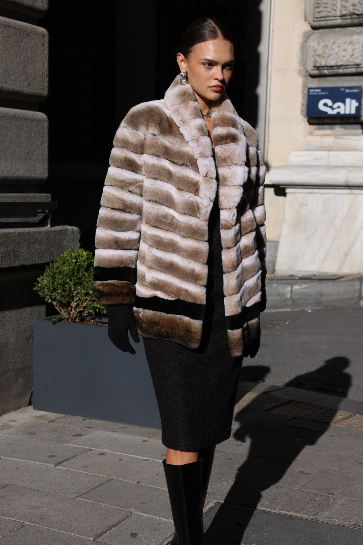 NATURAL REX FUR JACKET
