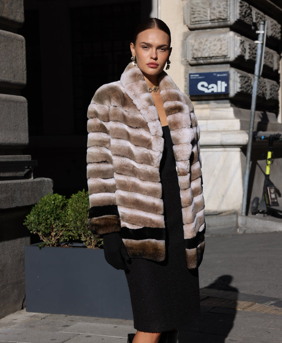 NATURAL REX FUR JACKET