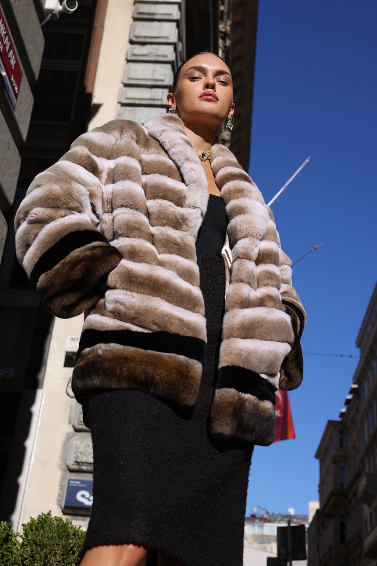 NATURAL REX FUR JACKET