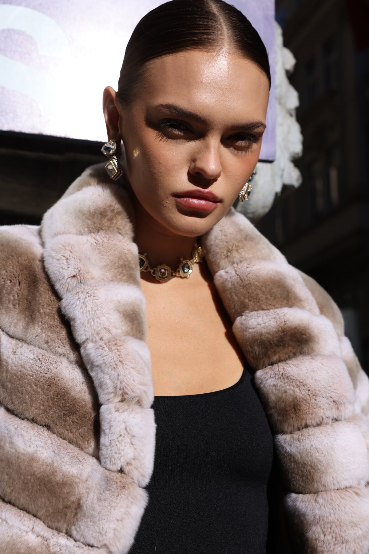 NATURAL REX FUR JACKET