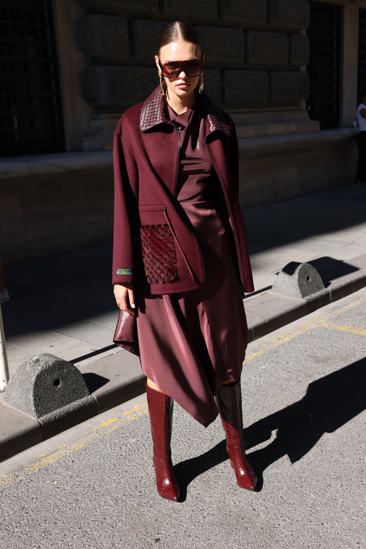 BURGUNDY ALPACA MINK JACKET-3917F