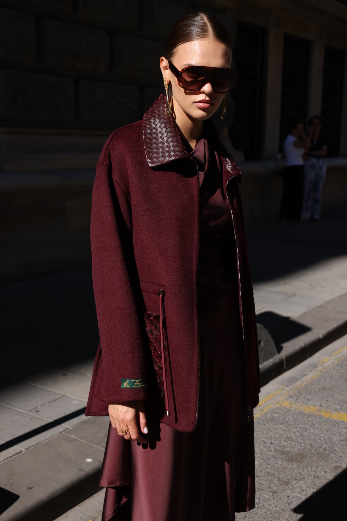 BURGUNDY ALPACA MINK JACKET-3917F