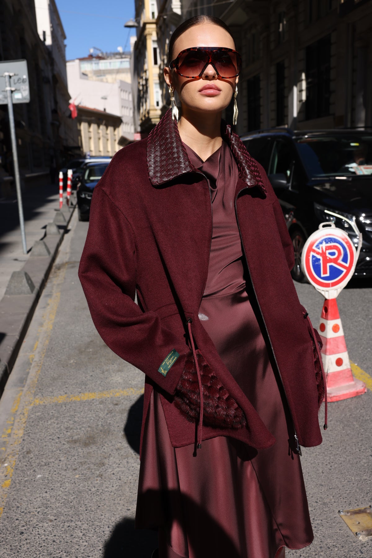 BURGUNDY ALPACA MINK JACKET-3917F