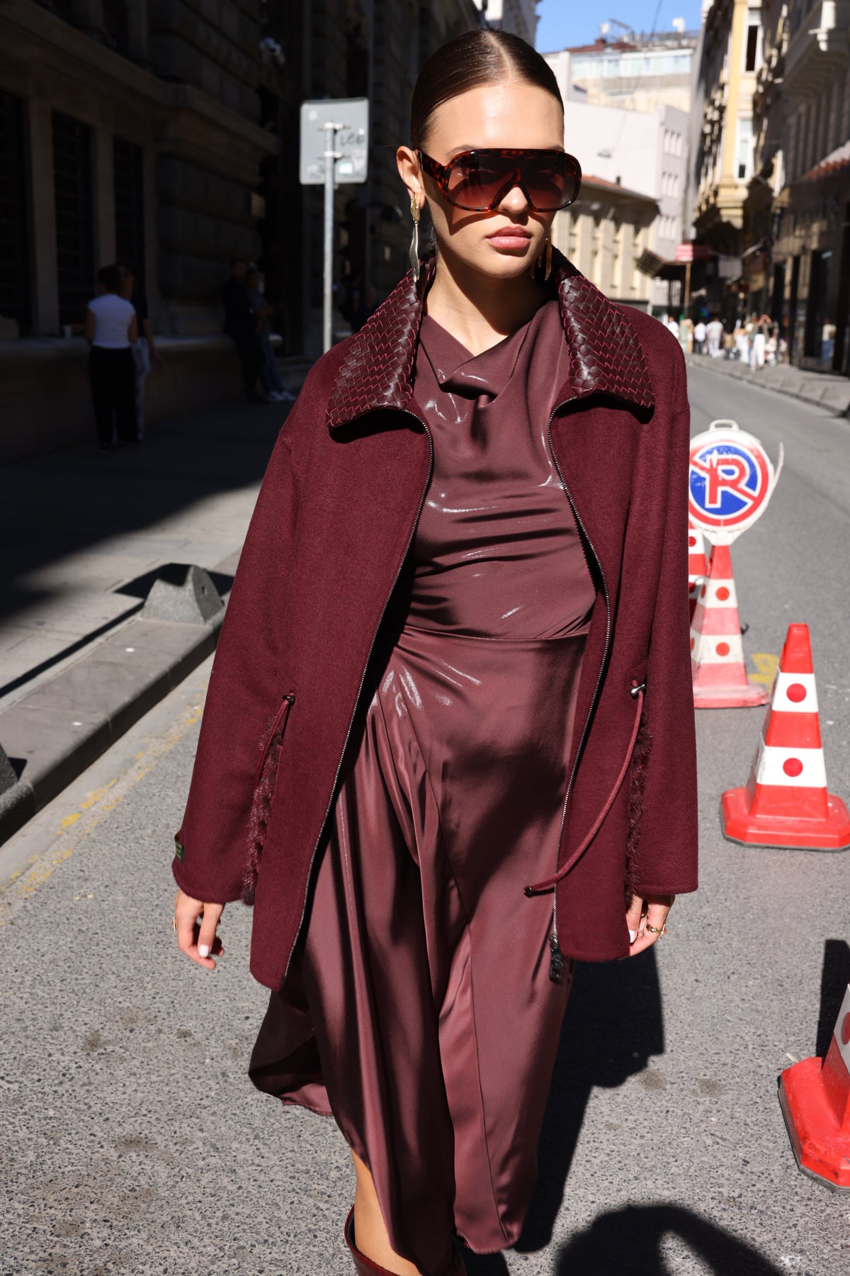 BURGUNDY ALPACA MINK JACKET-3917F
