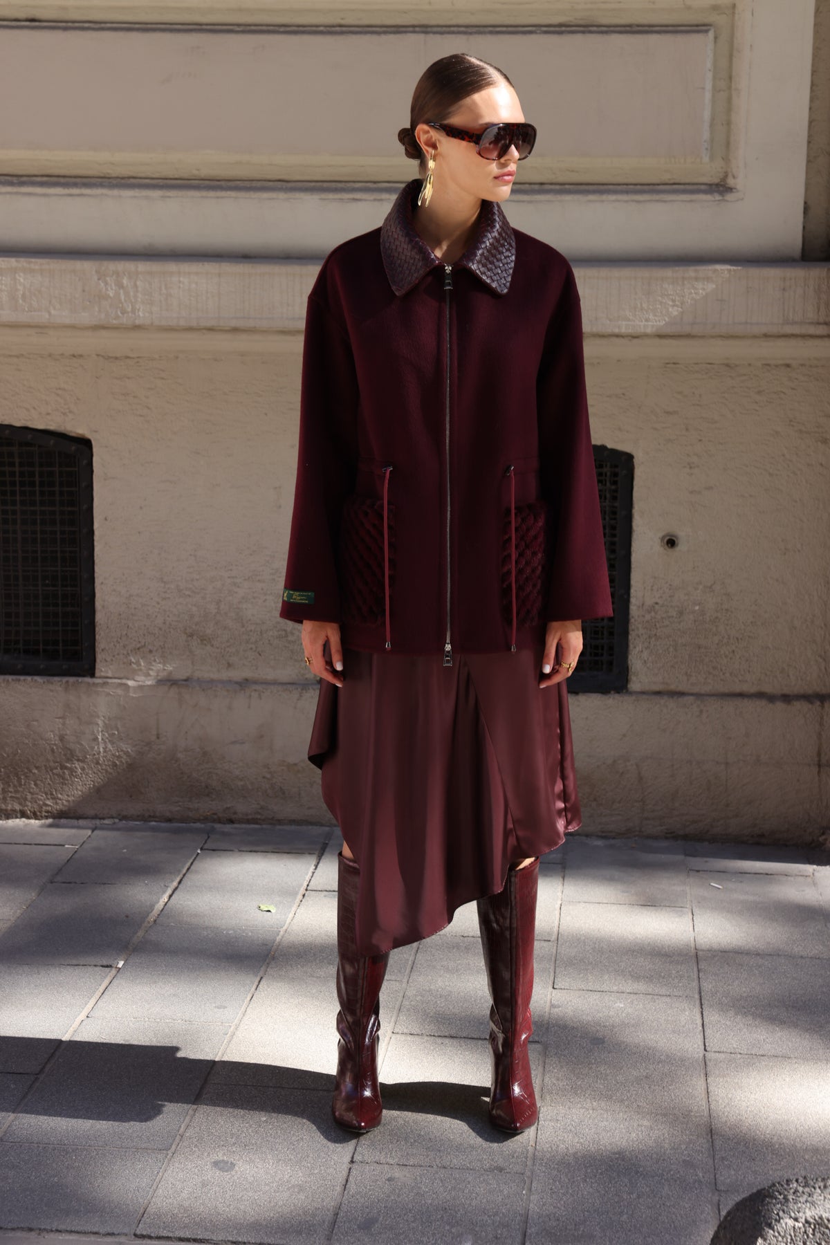 BURGUNDY ALPACA MINK JACKET-3917F