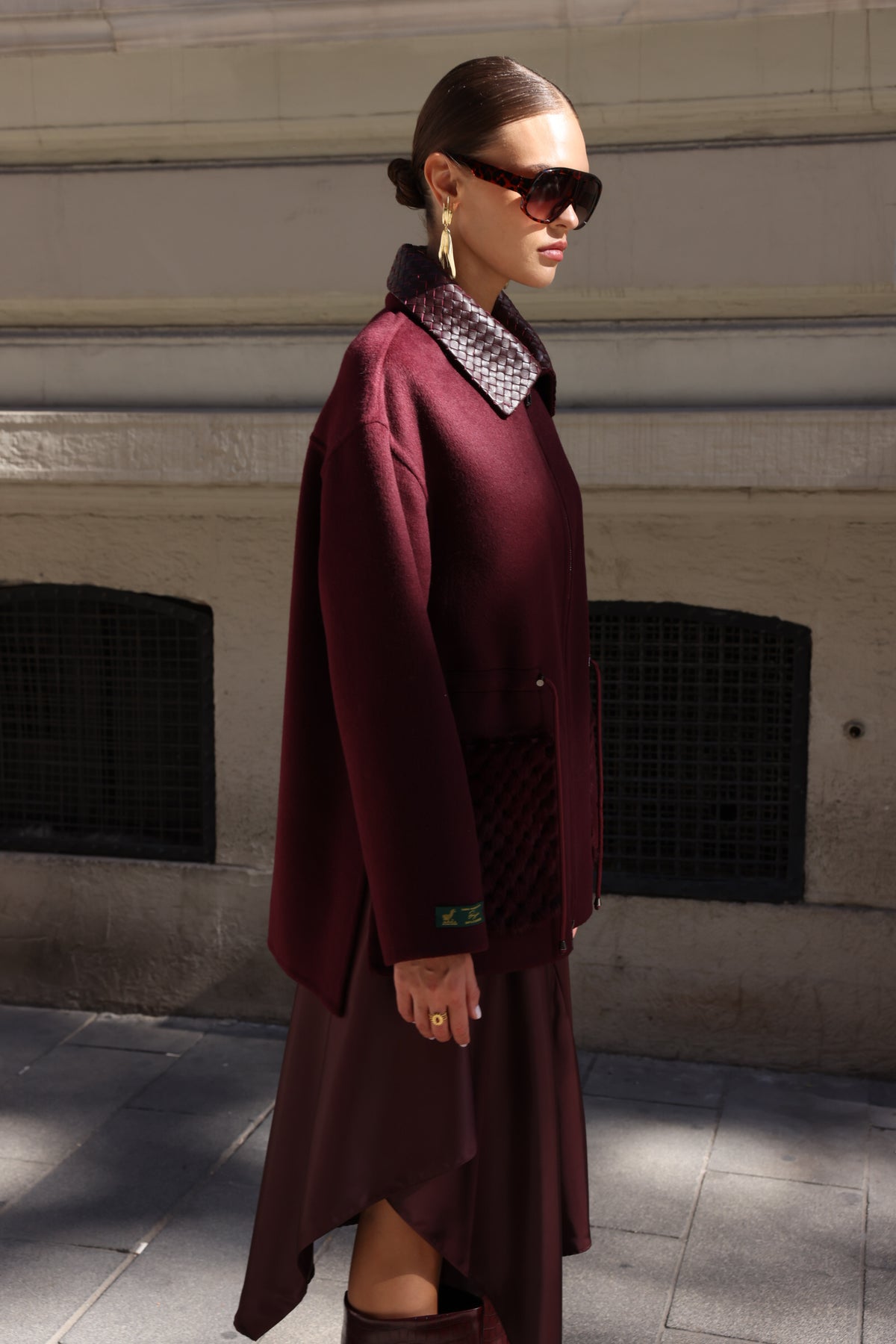 BURGUNDY ALPACA MINK JACKET-3917F