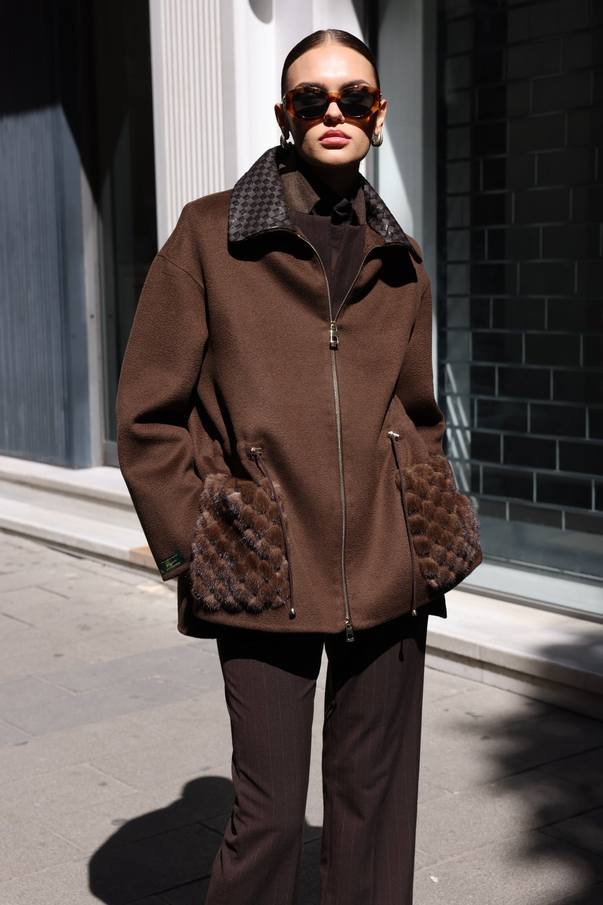 BROWN ALPACA MINK JACKET-3917F