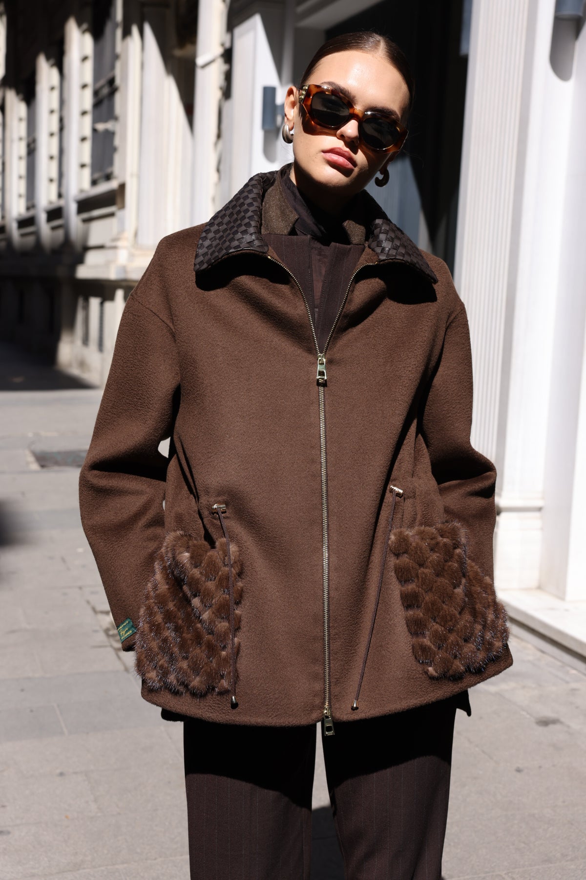 BROWN ALPACA MINK JACKET-3917F