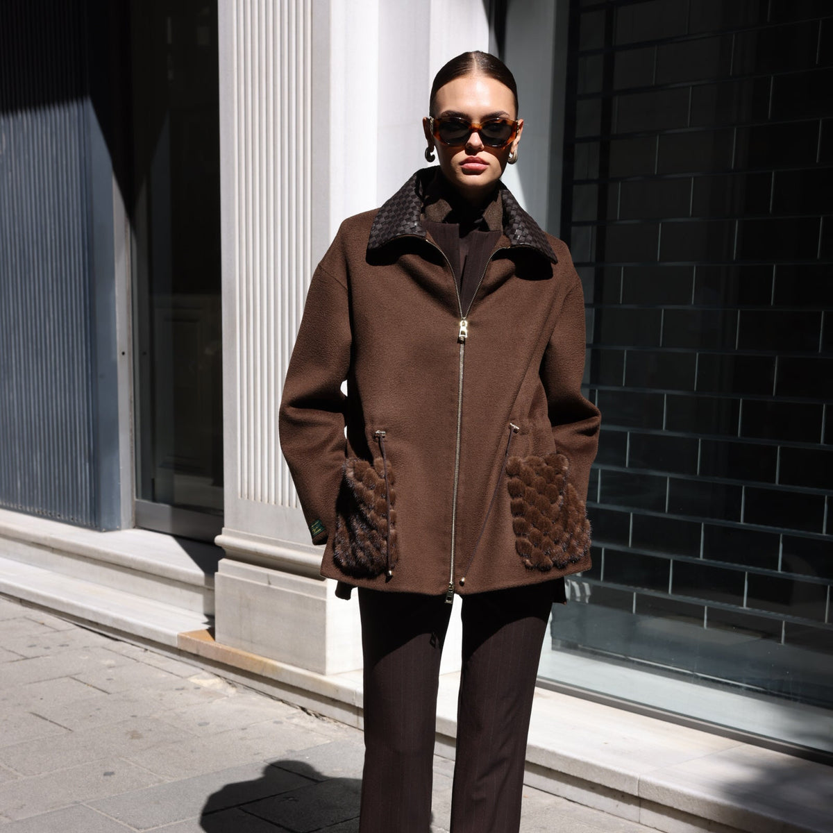 BROWN ALPACA MINK JACKET-3917F