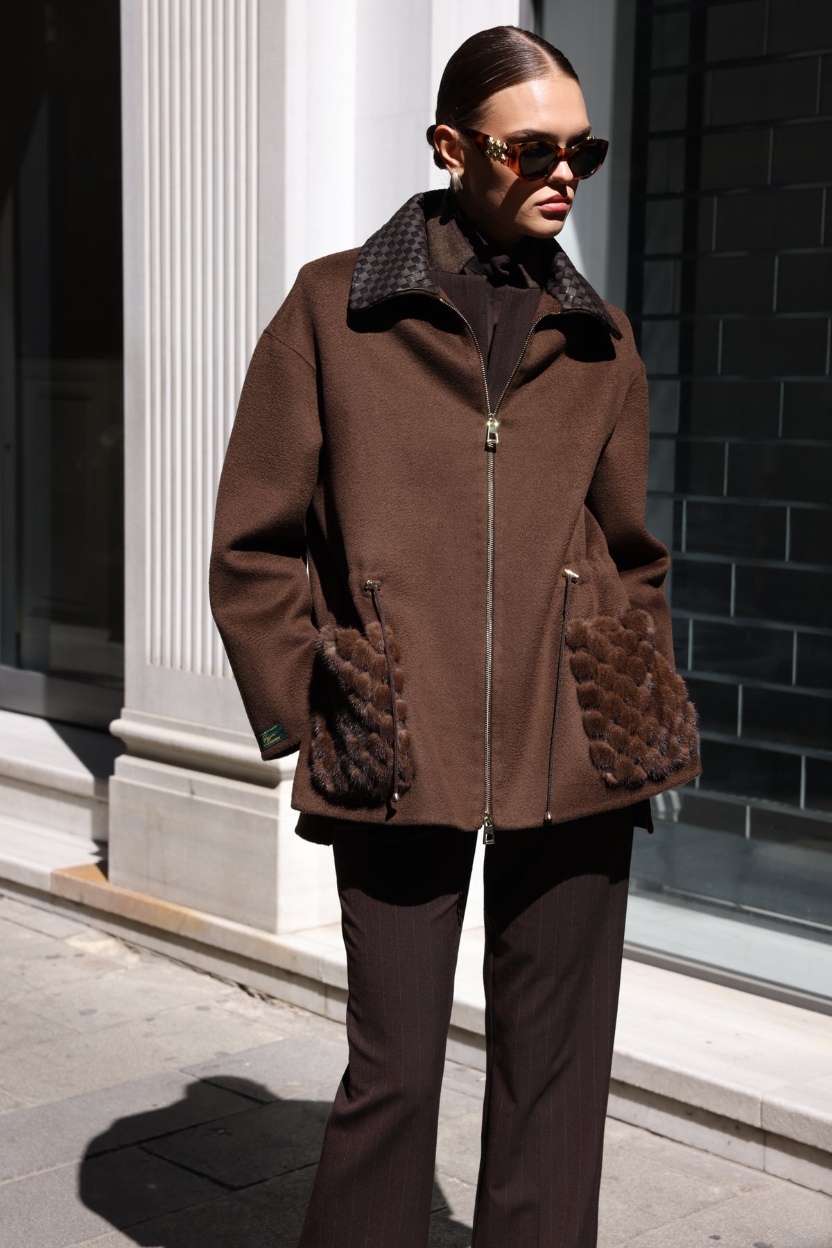 BROWN ALPACA MINK JACKET-3917F
