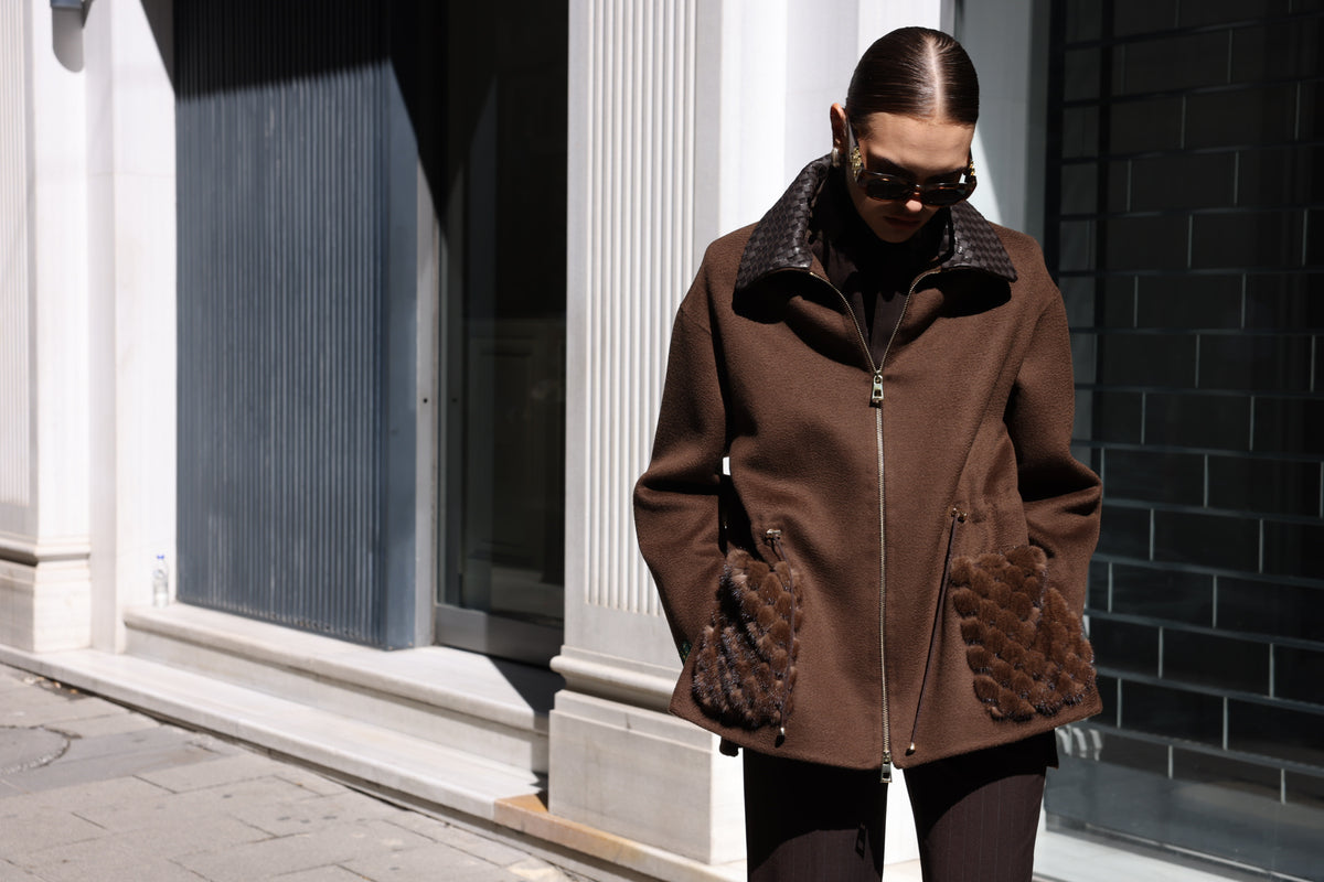 BROWN ALPACA MINK JACKET-3917F