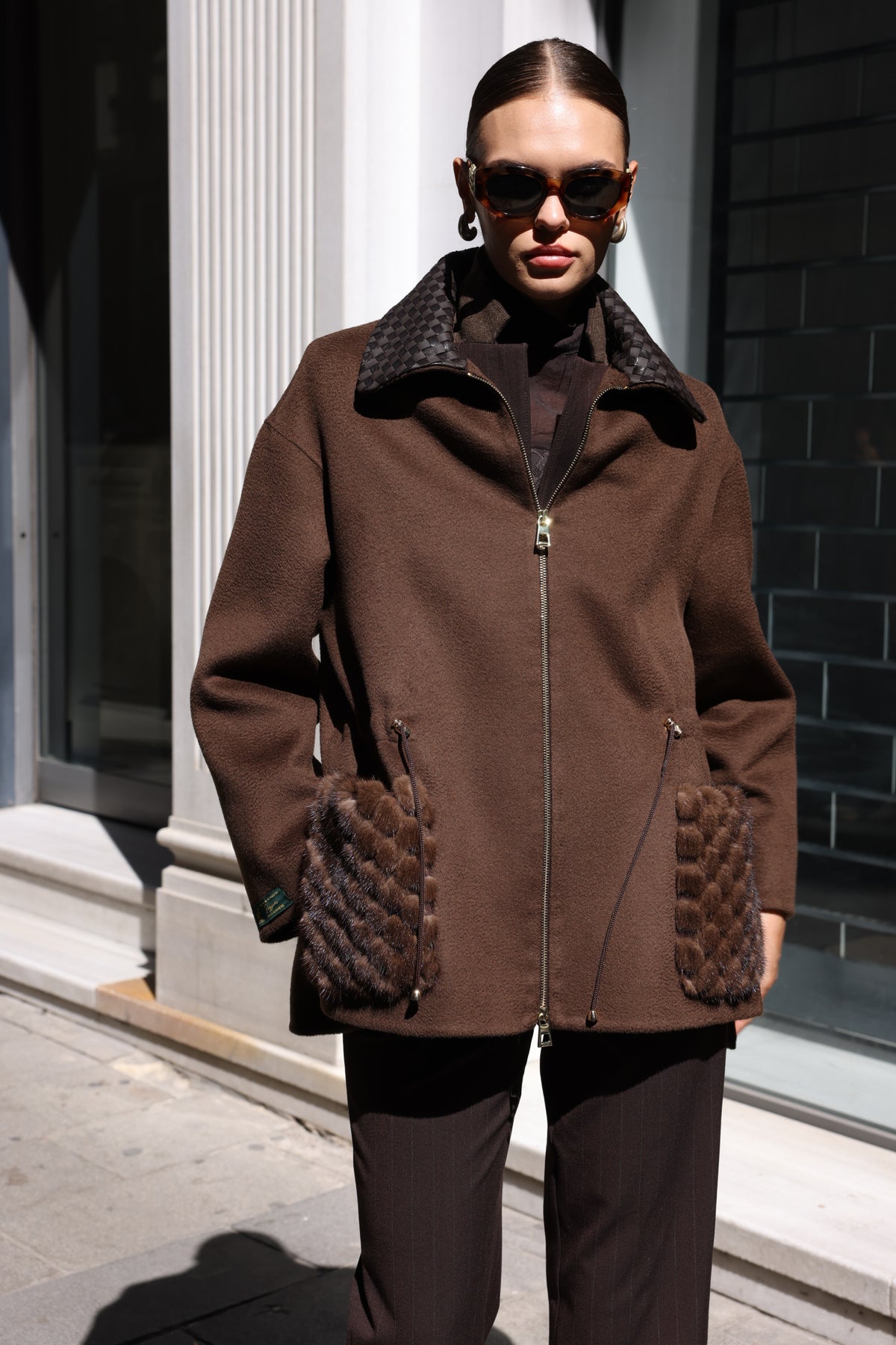 BROWN ALPACA MINK JACKET-3917F