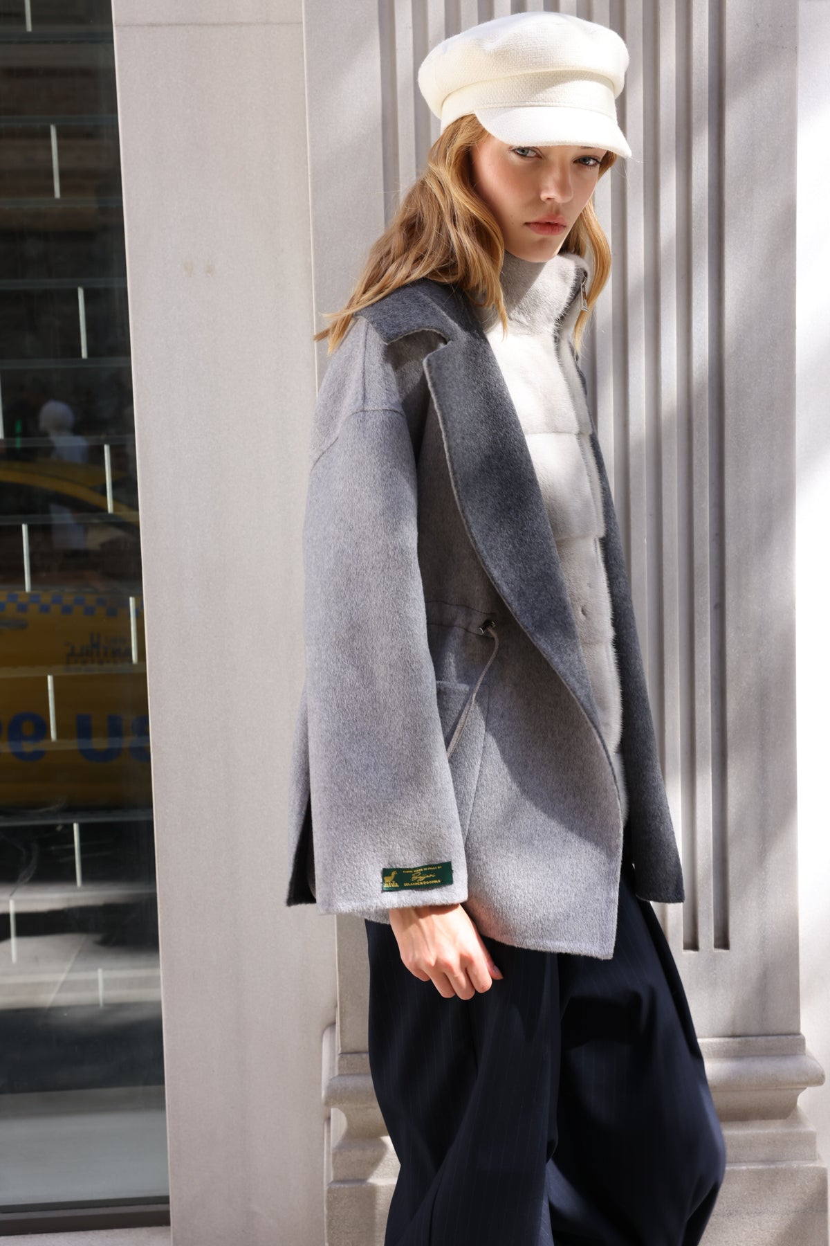 SMOKY PEARL GREY ALPACA MINK FUR VEST JACKET -9478
