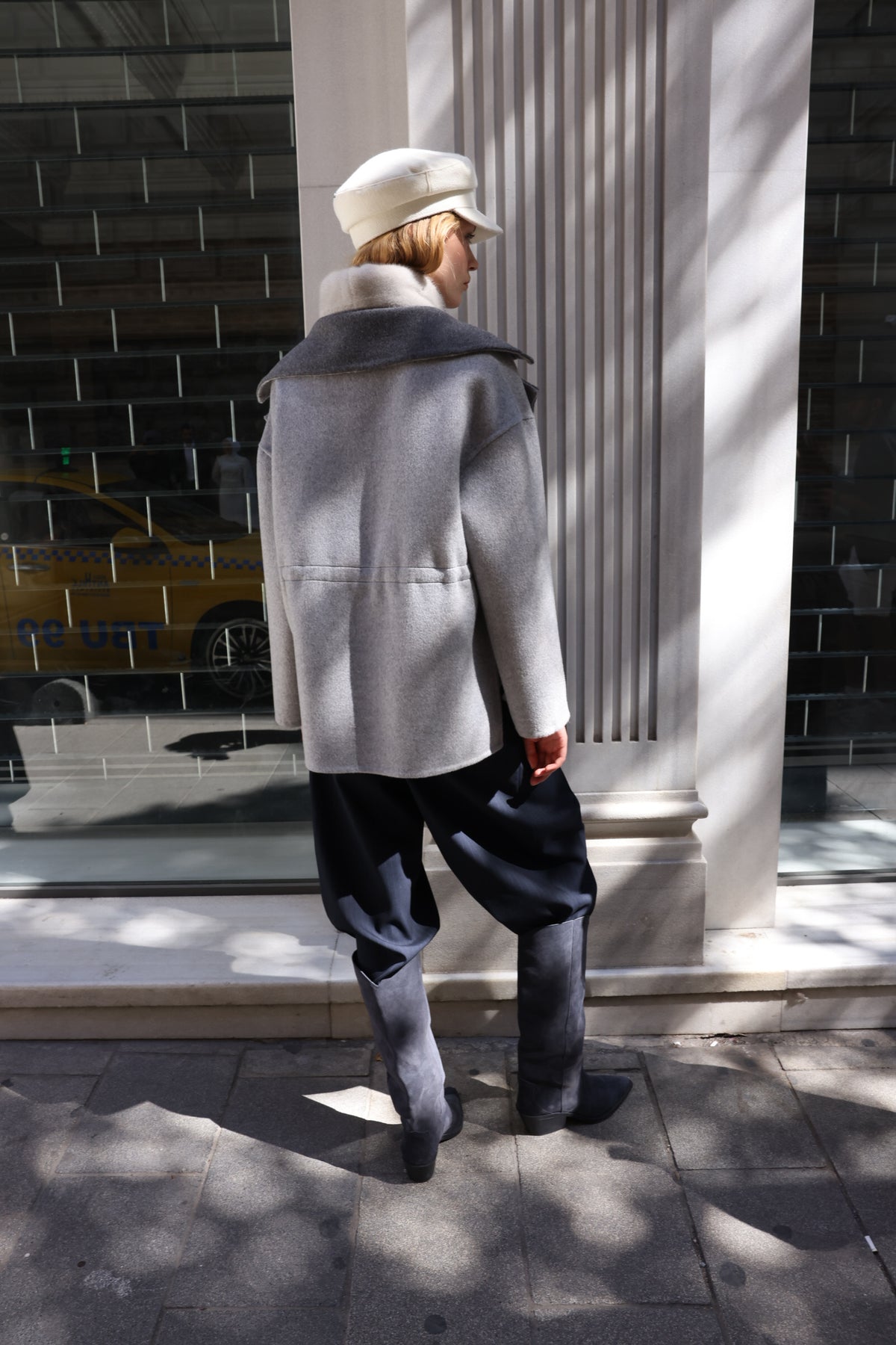 SMOKY PEARL GREY ALPACA MINK FUR VEST JACKET -9478