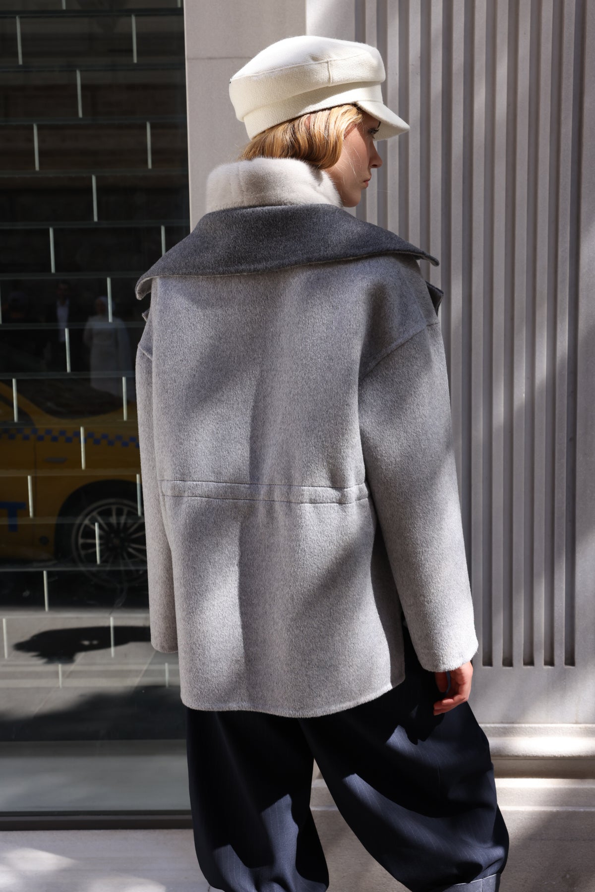 SMOKY PEARL GREY ALPACA MINK FUR VEST JACKET -9478