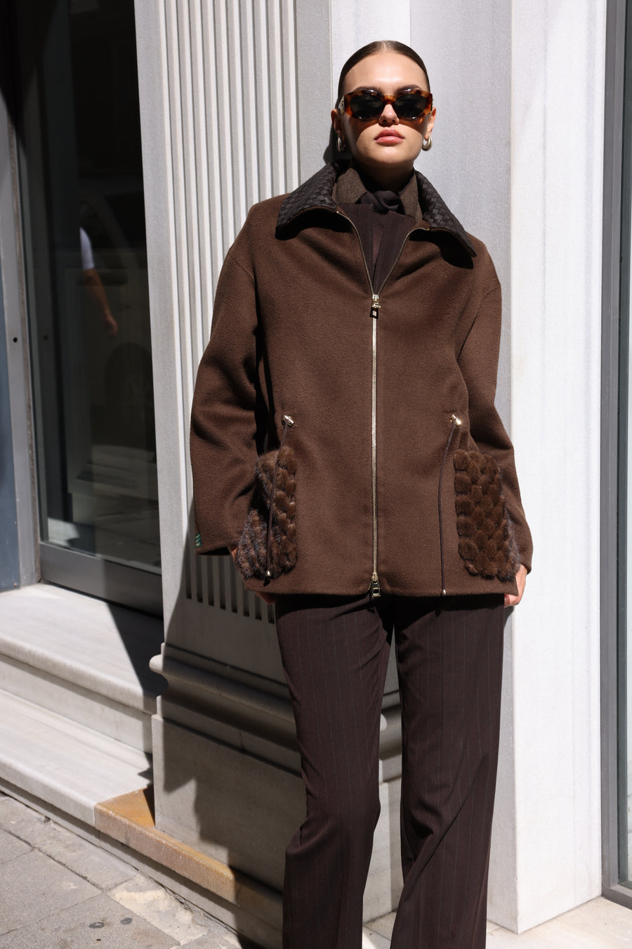 BROWN ALPACA MINK JACKET-3917F