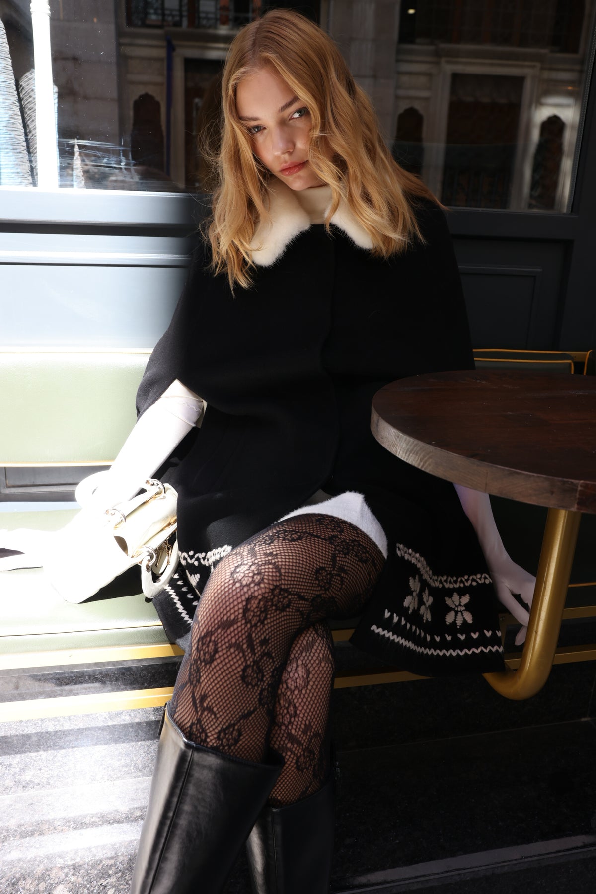 BLACK ALPACA MINK FUR JACKET -9478
