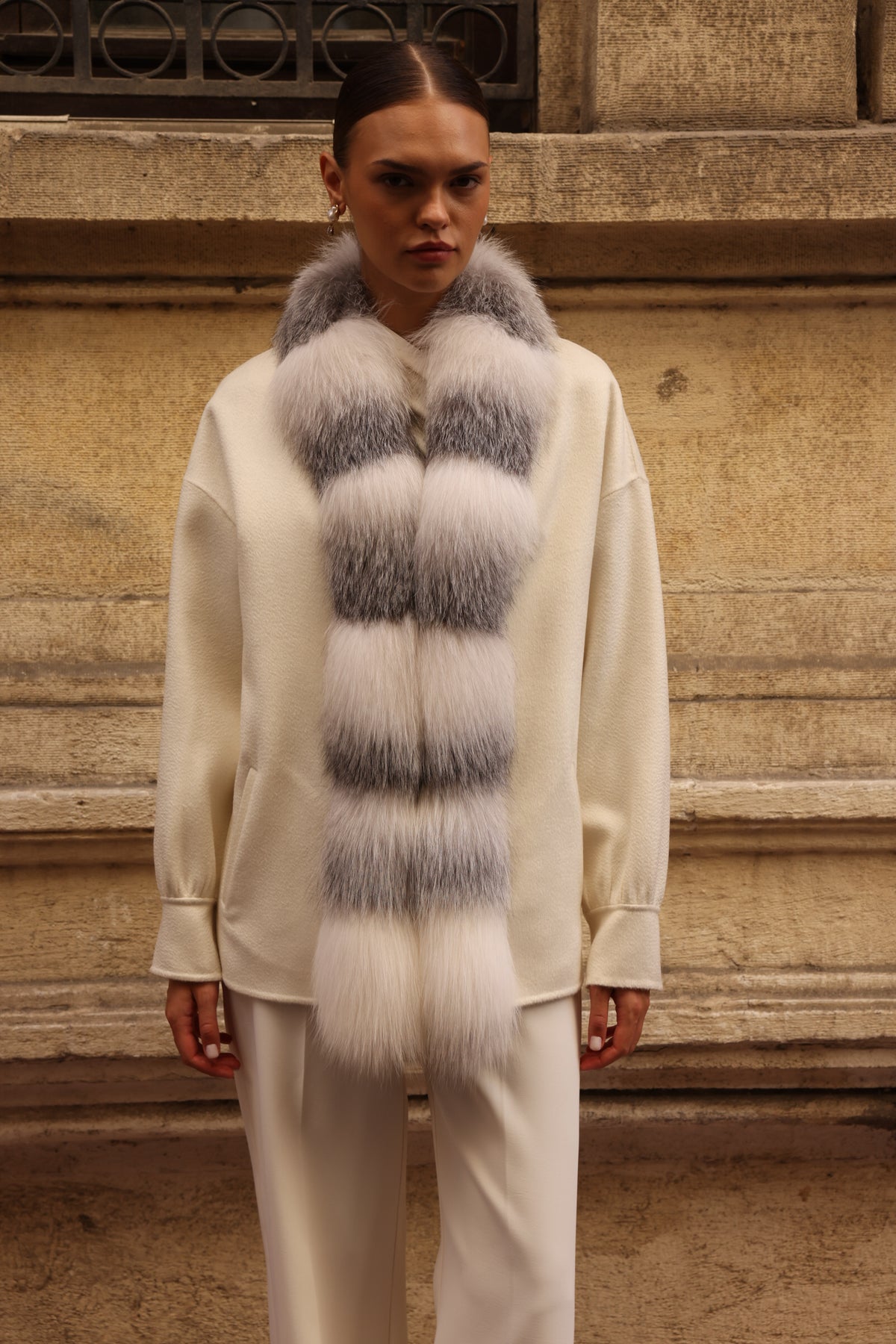 WHITE ELEGANCE ALPACA FOX JACKET