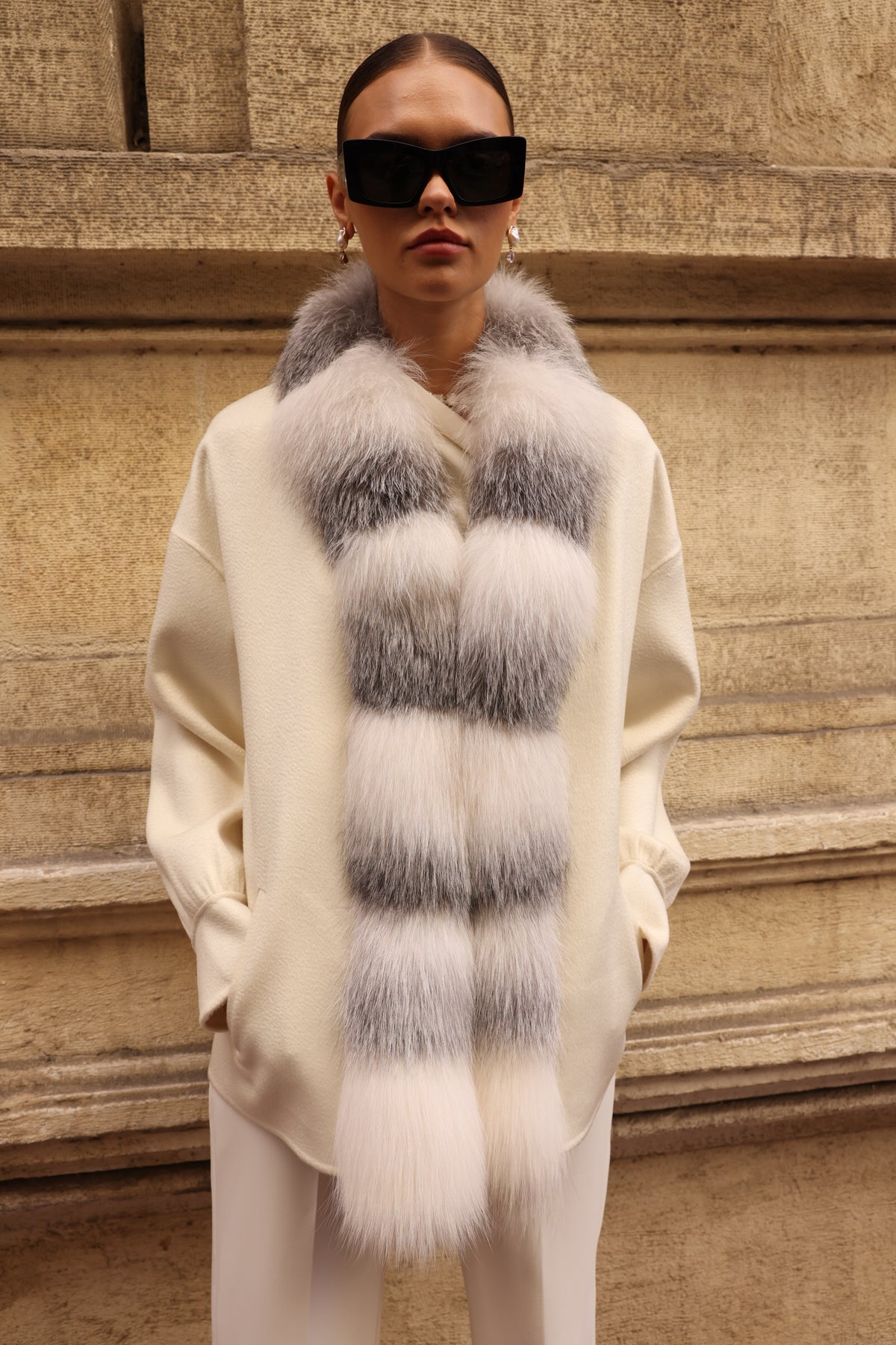 WHITE ELEGANCE ALPACA FOX JACKET