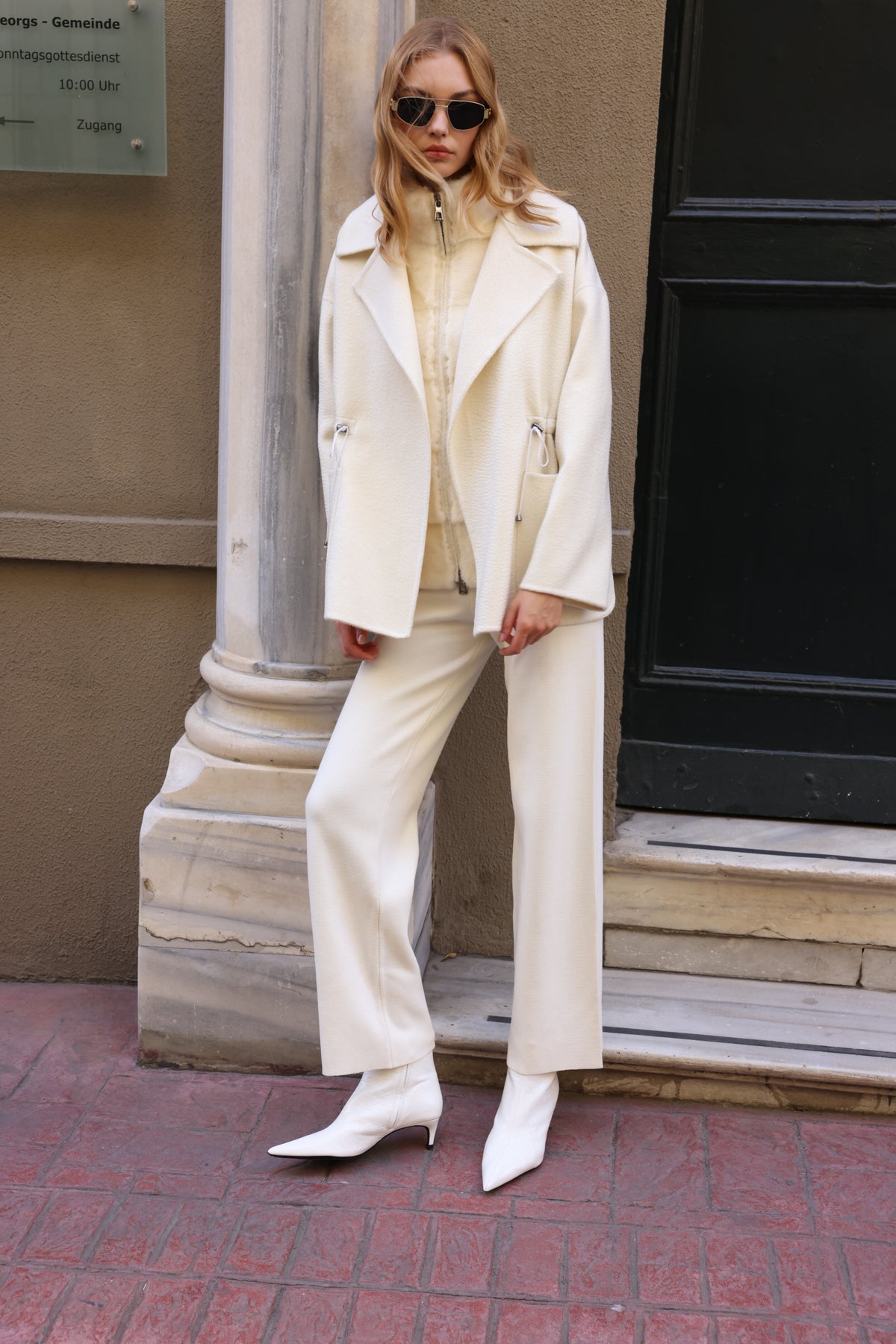 WHITE ALPACA MINK FUR VEST JACKET -9478
