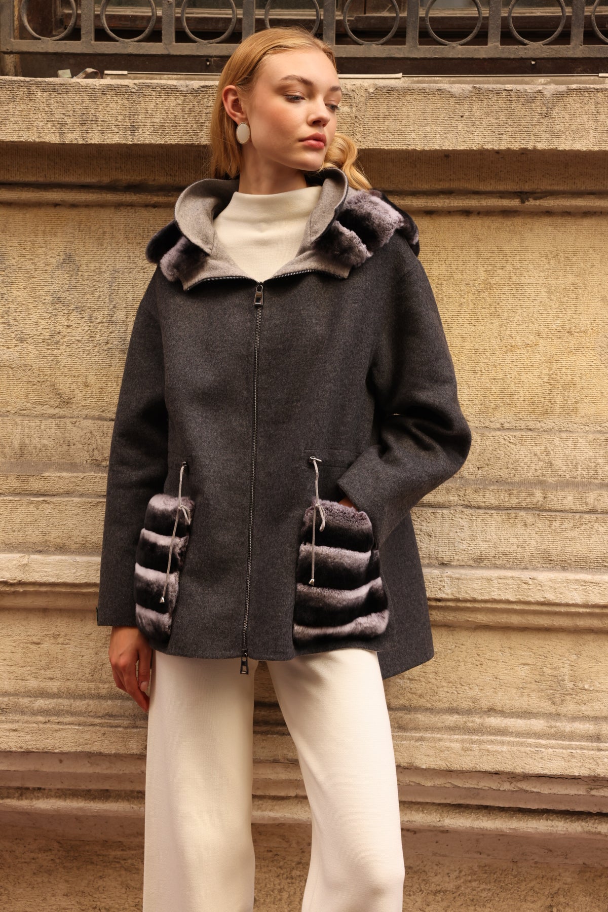 ALPACA RABBIT REX FUR JACKET -9317 REX