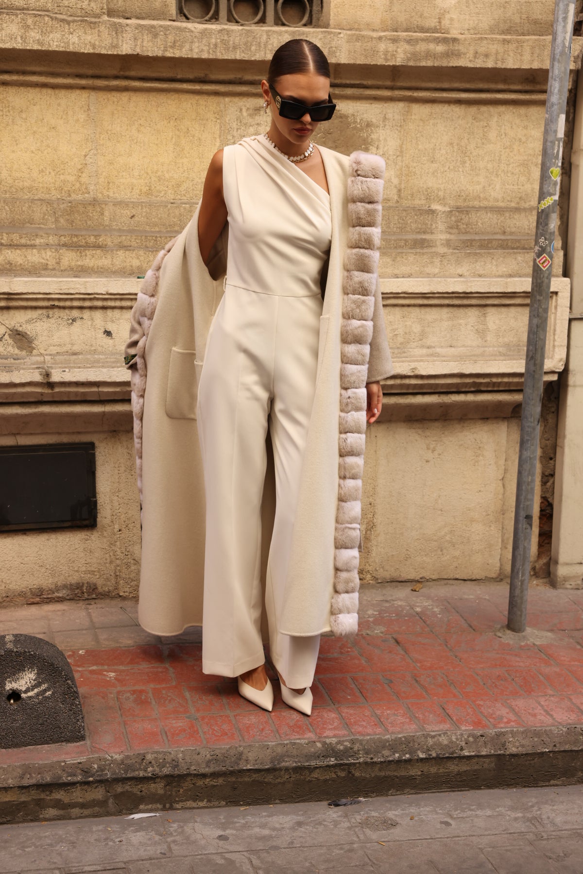REVERSIBLE HOODED ALPACA RABBIT REX COAT -9487