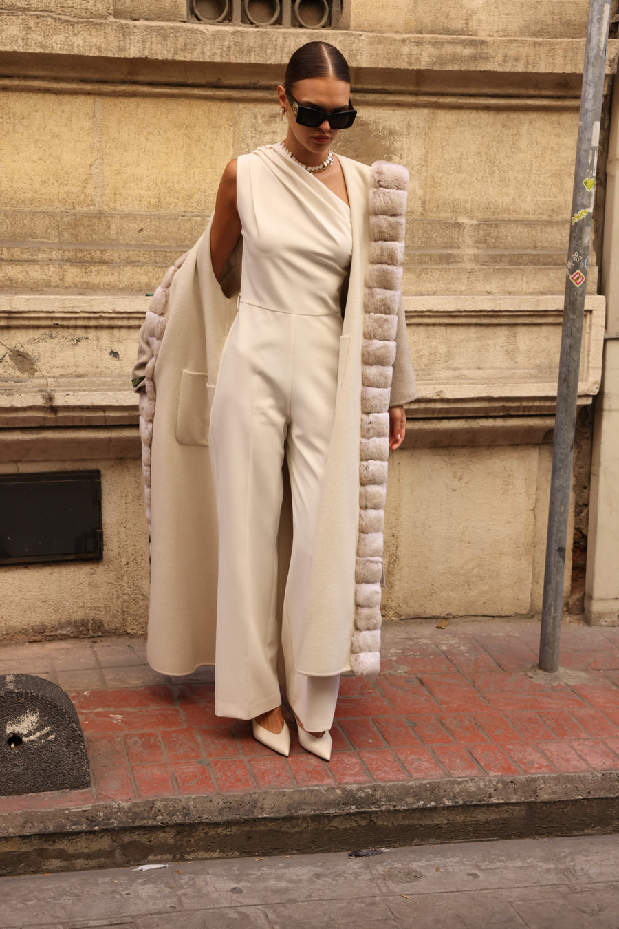 REVERSIBLE HOODED ALPACA RABBIT REX COAT -9487