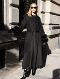 BLACK EMBROIDERED ALPACA FOX FUR COAT -9686