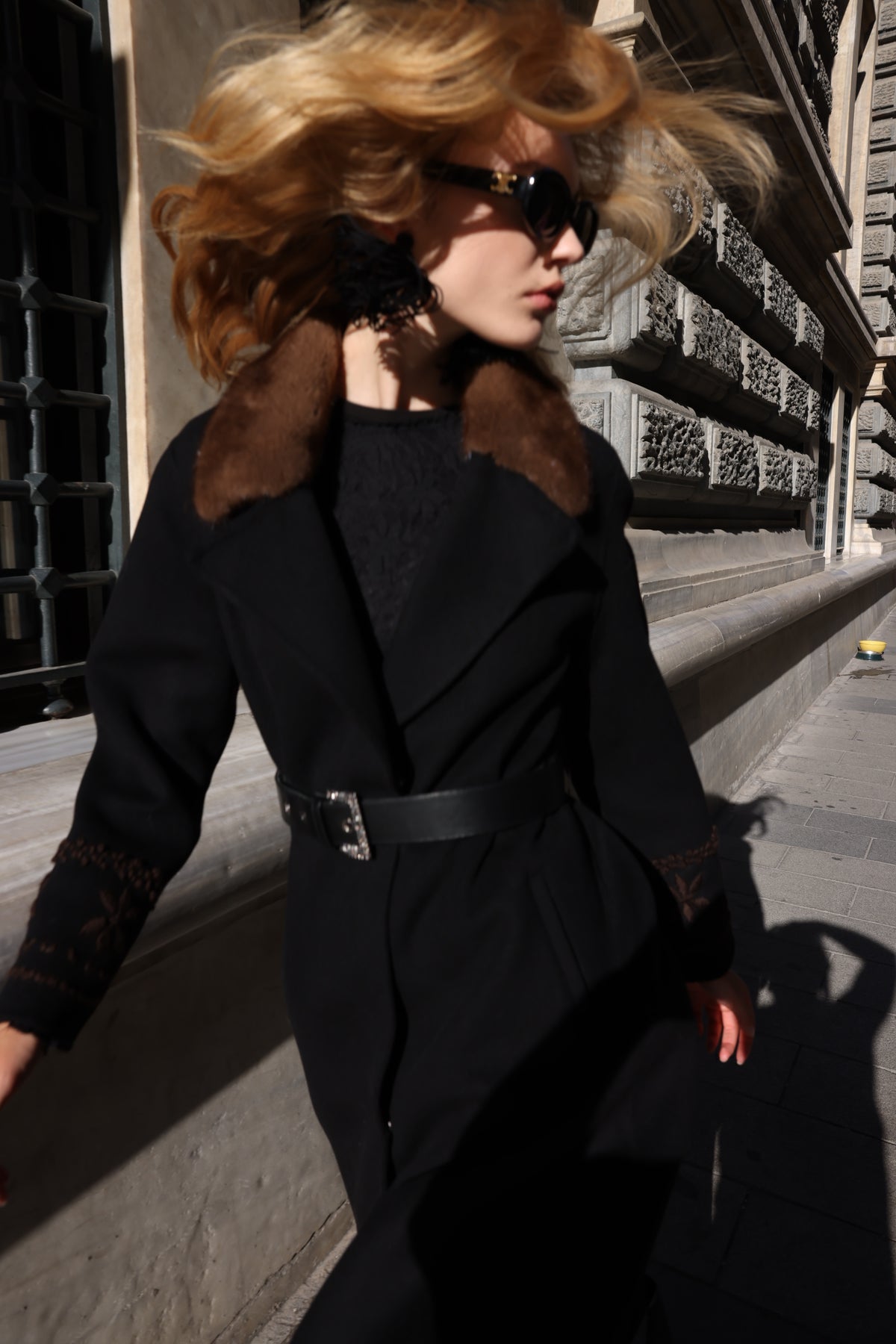 BLACK EMBROIDERED ALPACA MINK FUR JACKET -9685
