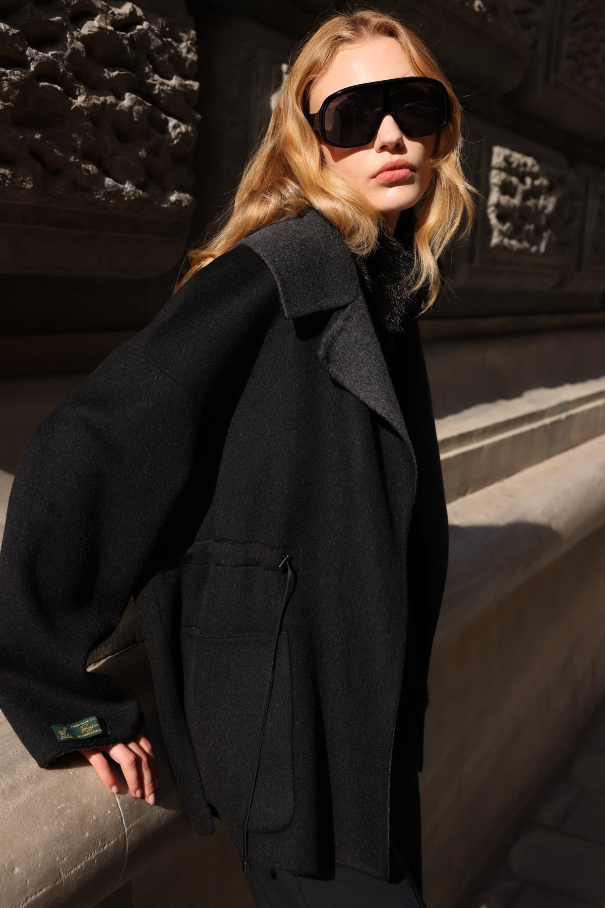 BLACK ALPACA MINK FUR VEST JACKET -9478