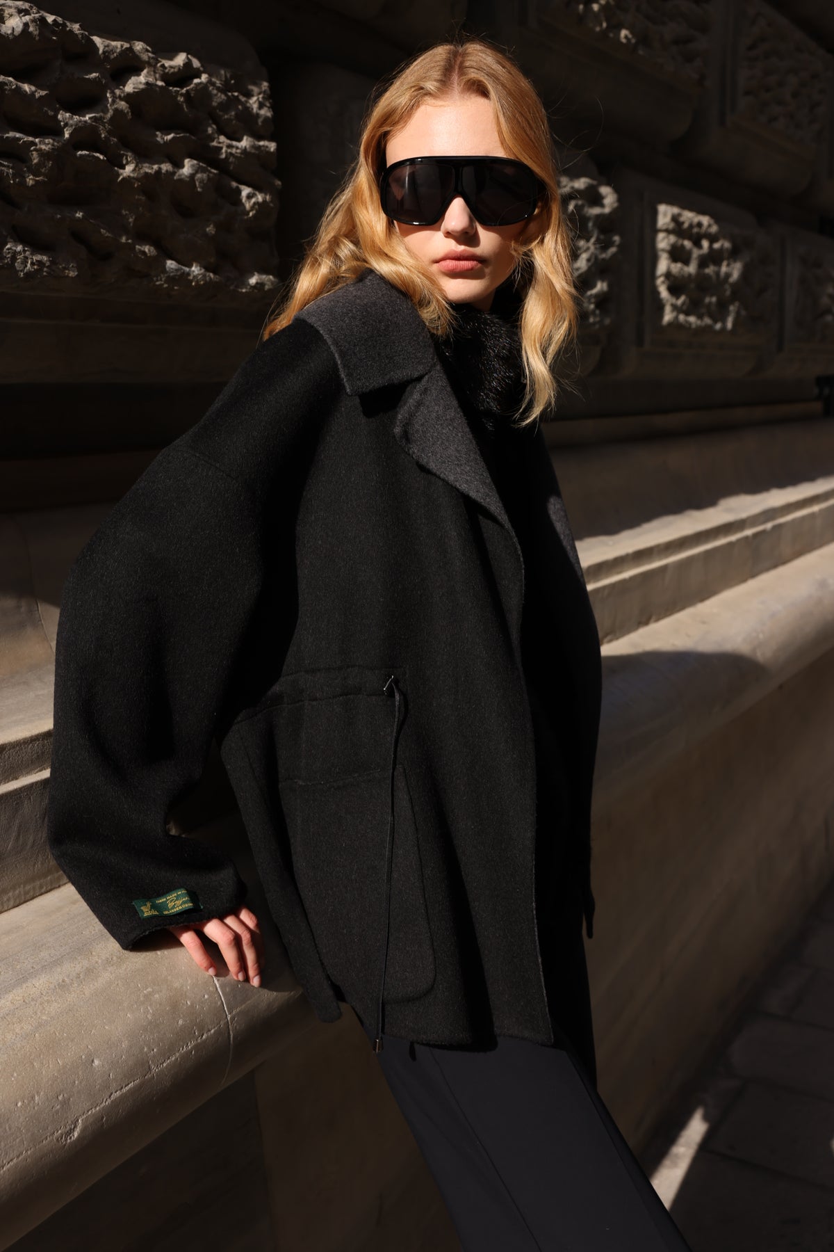 BLACK ALPACA MINK FUR VEST JACKET -9478