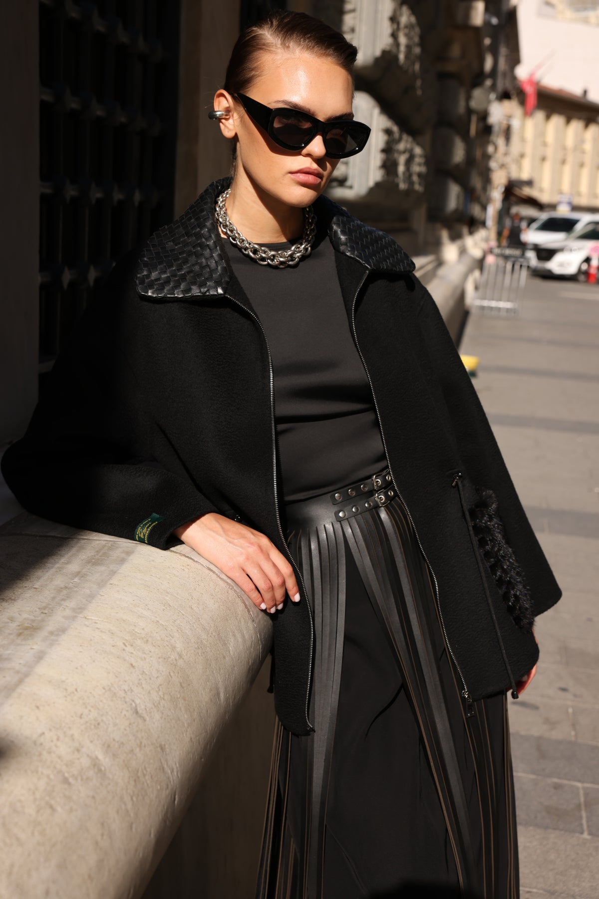 BLACK ALPACA MINK JACKET-3917F