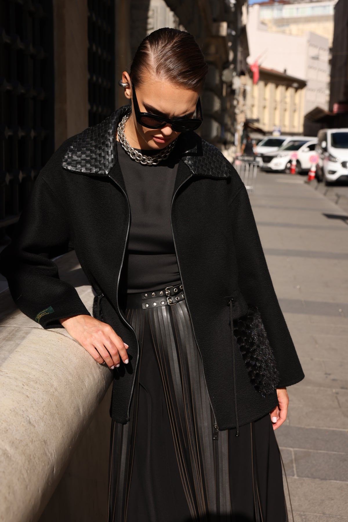 BLACK ALPACA MINK JACKET-3917F