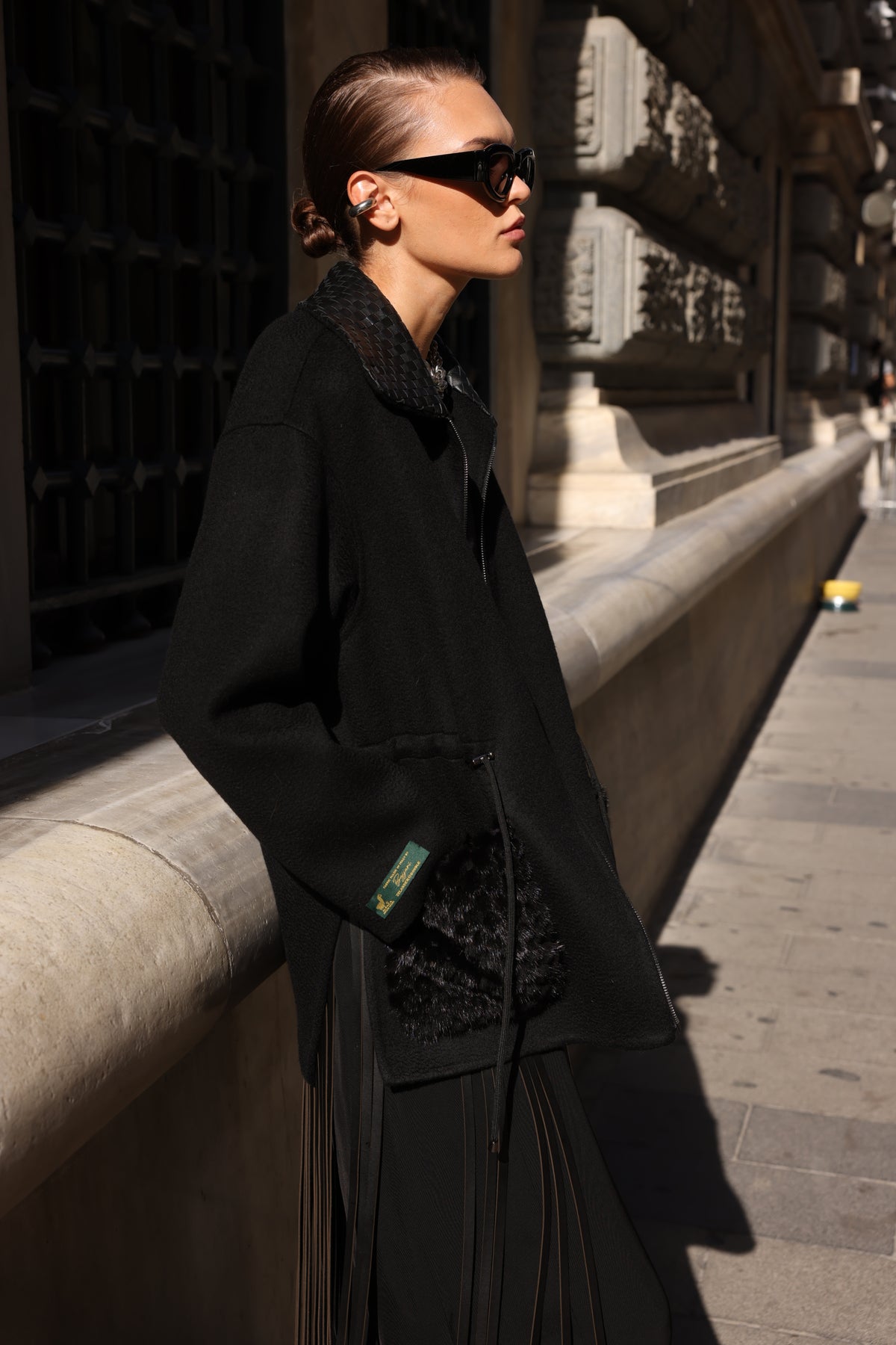 BLACK ALPACA MINK JACKET-3917F