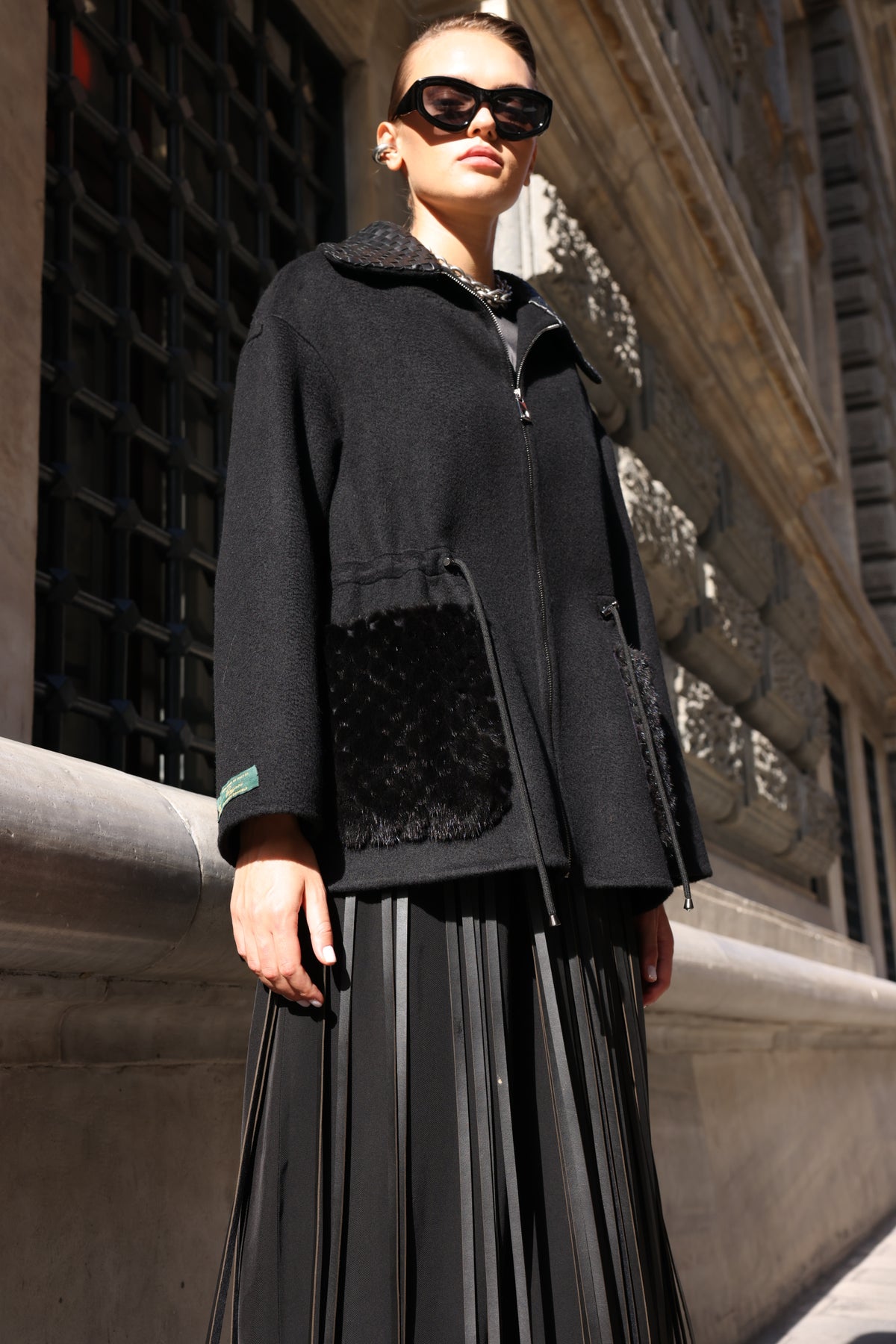BLACK ALPACA MINK JACKET-3917F