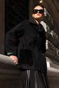 BLACK ALPACA MINK JACKET-3917F